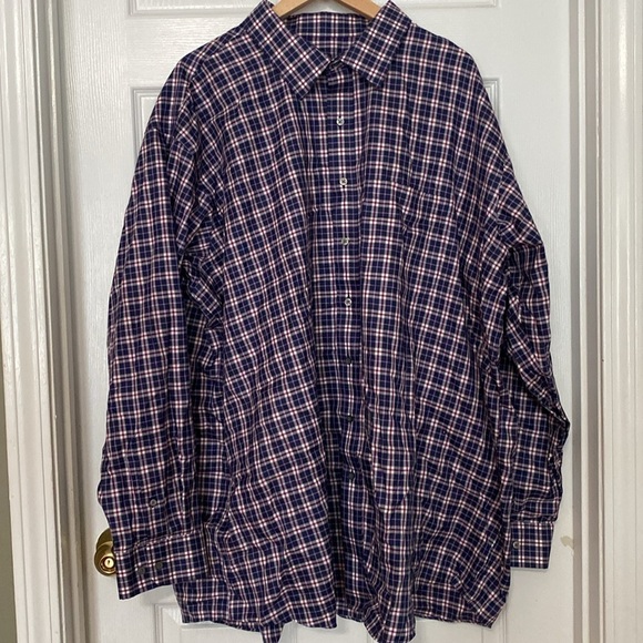 Jos. A. Bank Men's 3X Plaid Shirt - Navy, White and Burgundy - Picture 4 of 5